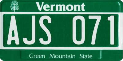 VT license plate AJS071
