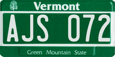 VT license plate AJS072