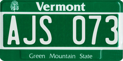 VT license plate AJS073