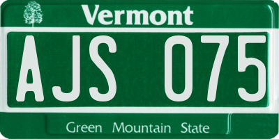 VT license plate AJS075