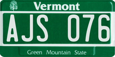VT license plate AJS076