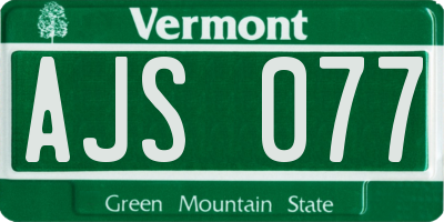VT license plate AJS077