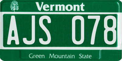 VT license plate AJS078