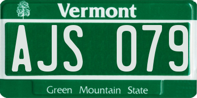 VT license plate AJS079