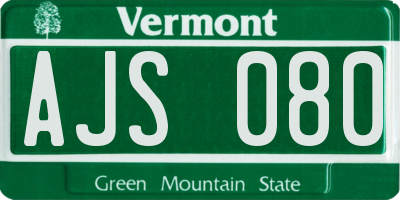 VT license plate AJS080