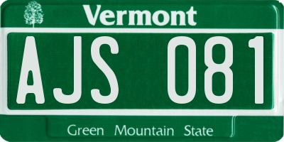 VT license plate AJS081