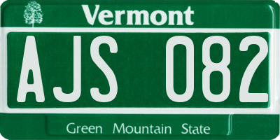 VT license plate AJS082