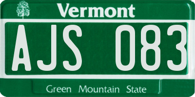 VT license plate AJS083