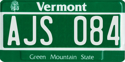 VT license plate AJS084