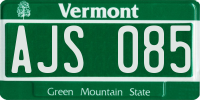 VT license plate AJS085