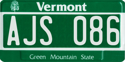 VT license plate AJS086