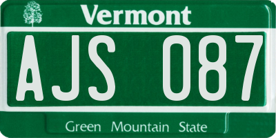 VT license plate AJS087