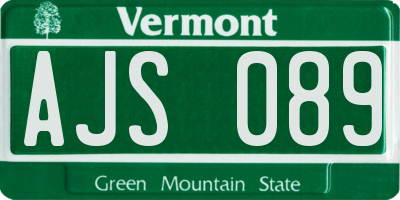 VT license plate AJS089