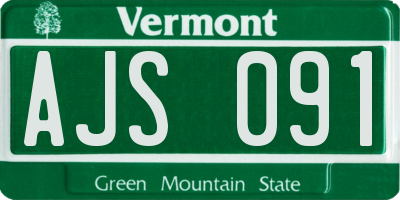 VT license plate AJS091