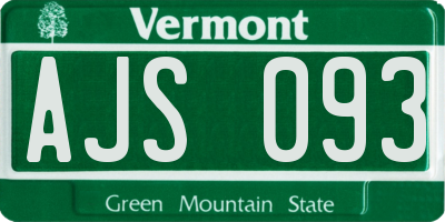 VT license plate AJS093