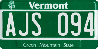 VT license plate AJS094