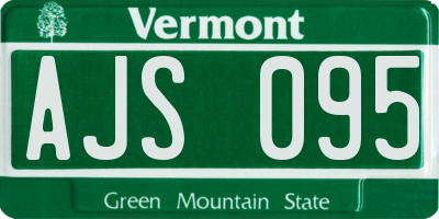 VT license plate AJS095