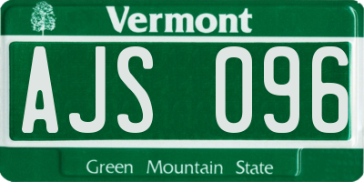 VT license plate AJS096