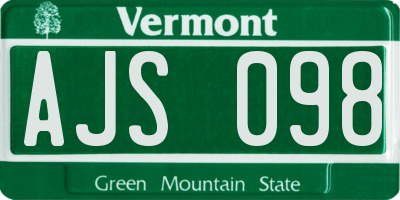 VT license plate AJS098