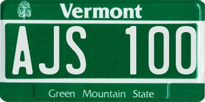 VT license plate AJS100