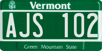 VT license plate AJS102