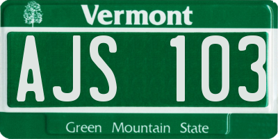 VT license plate AJS103