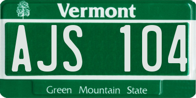 VT license plate AJS104