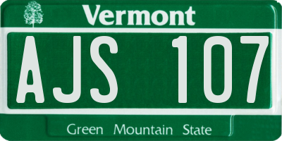 VT license plate AJS107