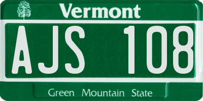 VT license plate AJS108