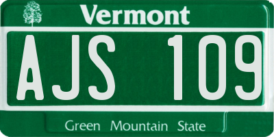 VT license plate AJS109
