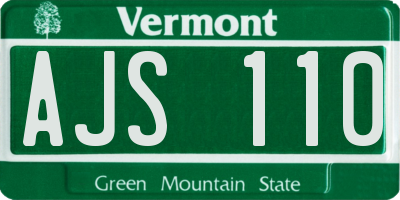VT license plate AJS110