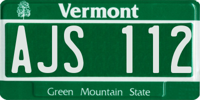 VT license plate AJS112