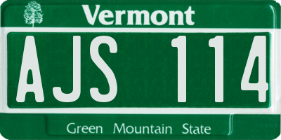 VT license plate AJS114