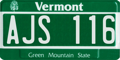 VT license plate AJS116