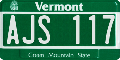 VT license plate AJS117