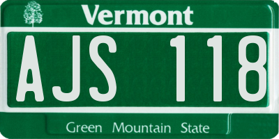 VT license plate AJS118