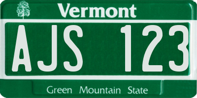VT license plate AJS123