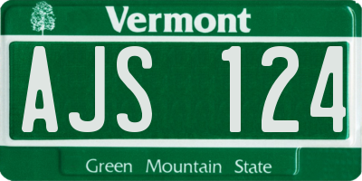 VT license plate AJS124