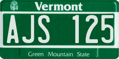 VT license plate AJS125