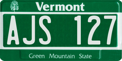 VT license plate AJS127