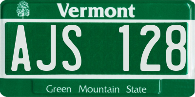 VT license plate AJS128