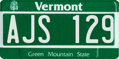 VT license plate AJS129