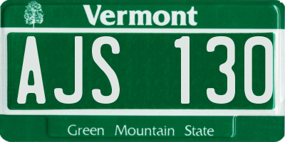 VT license plate AJS130