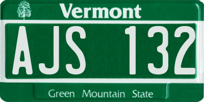 VT license plate AJS132