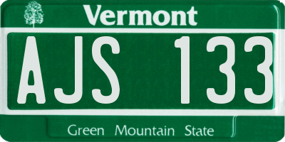 VT license plate AJS133
