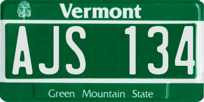 VT license plate AJS134