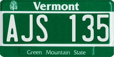 VT license plate AJS135