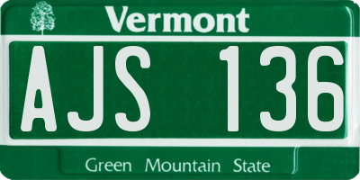 VT license plate AJS136