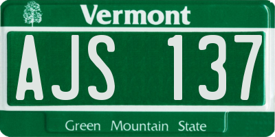VT license plate AJS137