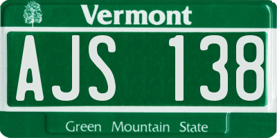 VT license plate AJS138